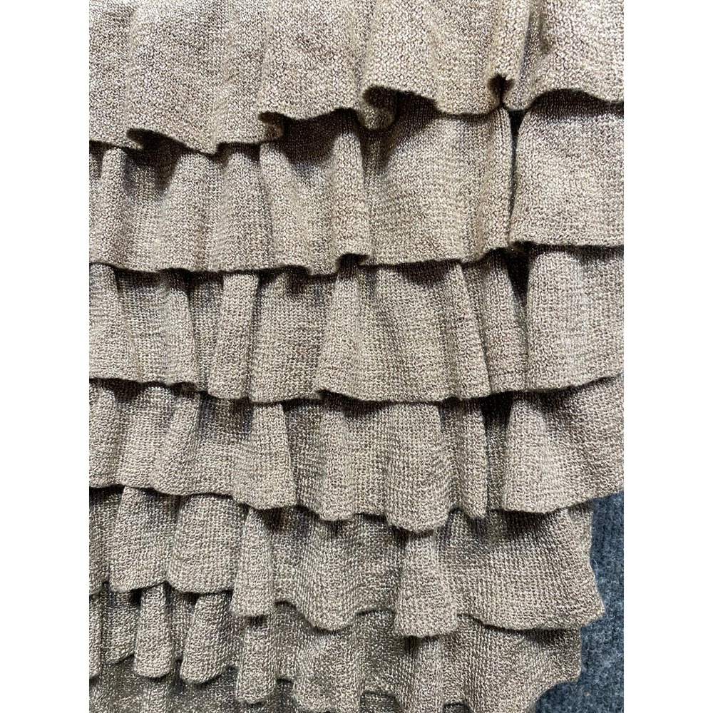 Kenneth Cole New York Gold Metallic Silk Blend Tiered Ruffle Tank Top XL - Picture 2 of 8